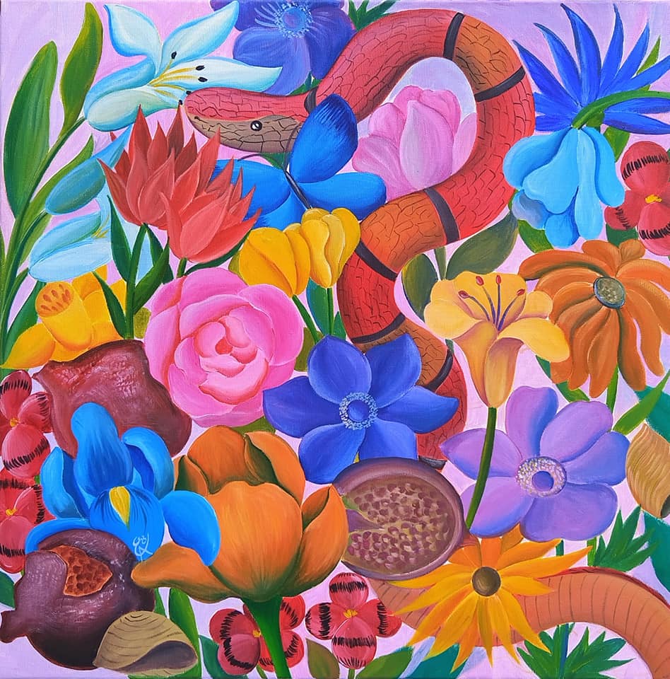 Grădina Edenului, Acrilic pe pânză, 60x60 cm, 2023, Colecție privată